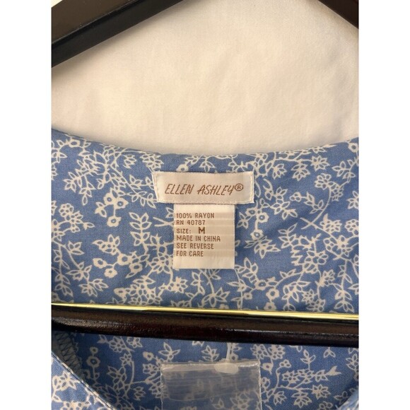 VTG Ellen Ashley Blue Floral Sleeveless Romper Women’s Size M Cottage Prairie - Picture 5 of 5